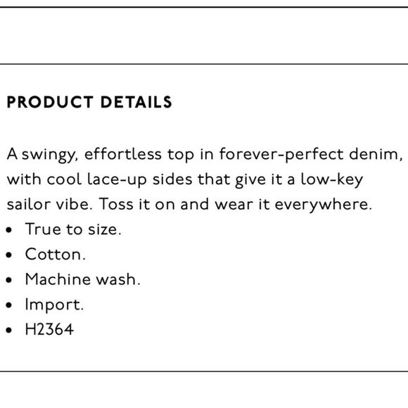 NWT Madewell Denim Side-Lace Top in Sloan Black Size M - Picture 8 of 9